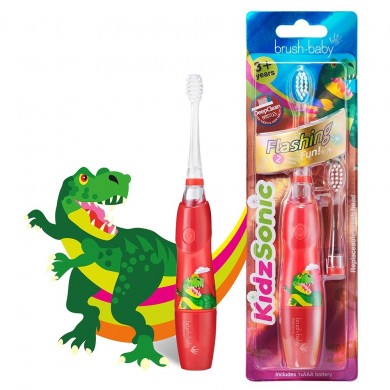 BRUSH-BABY KidzSonic Dinosaur szczoteczka soniczna dla dzieci w wieku 3+ lat z motywem DINOZAURA